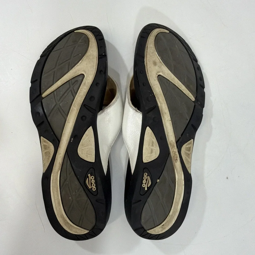 Womens Abeo Balboa Leather Neoprene Thong Flip Flop Sandals White Size 10